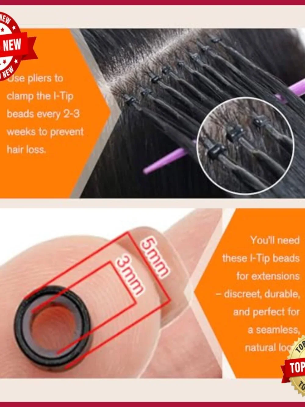 24 Inch Human Hair Extensions I-Tip Invisible Beads 50g
